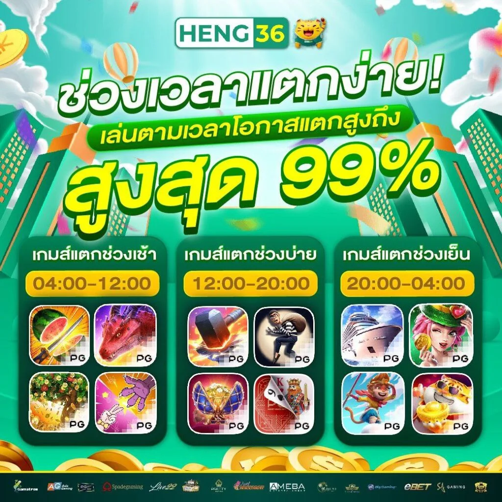 เคล็ดลับเพื่อการเล่น สล็อตแตกง่าย 100% HENG36 ให้ได้เงินจริง ช่วงเวลาแตกง่าย